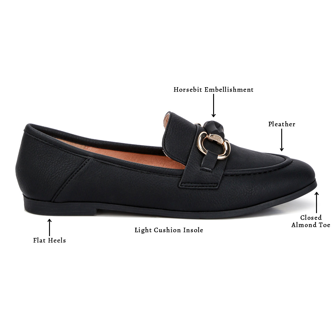 horsebit embellished loafers#color_black