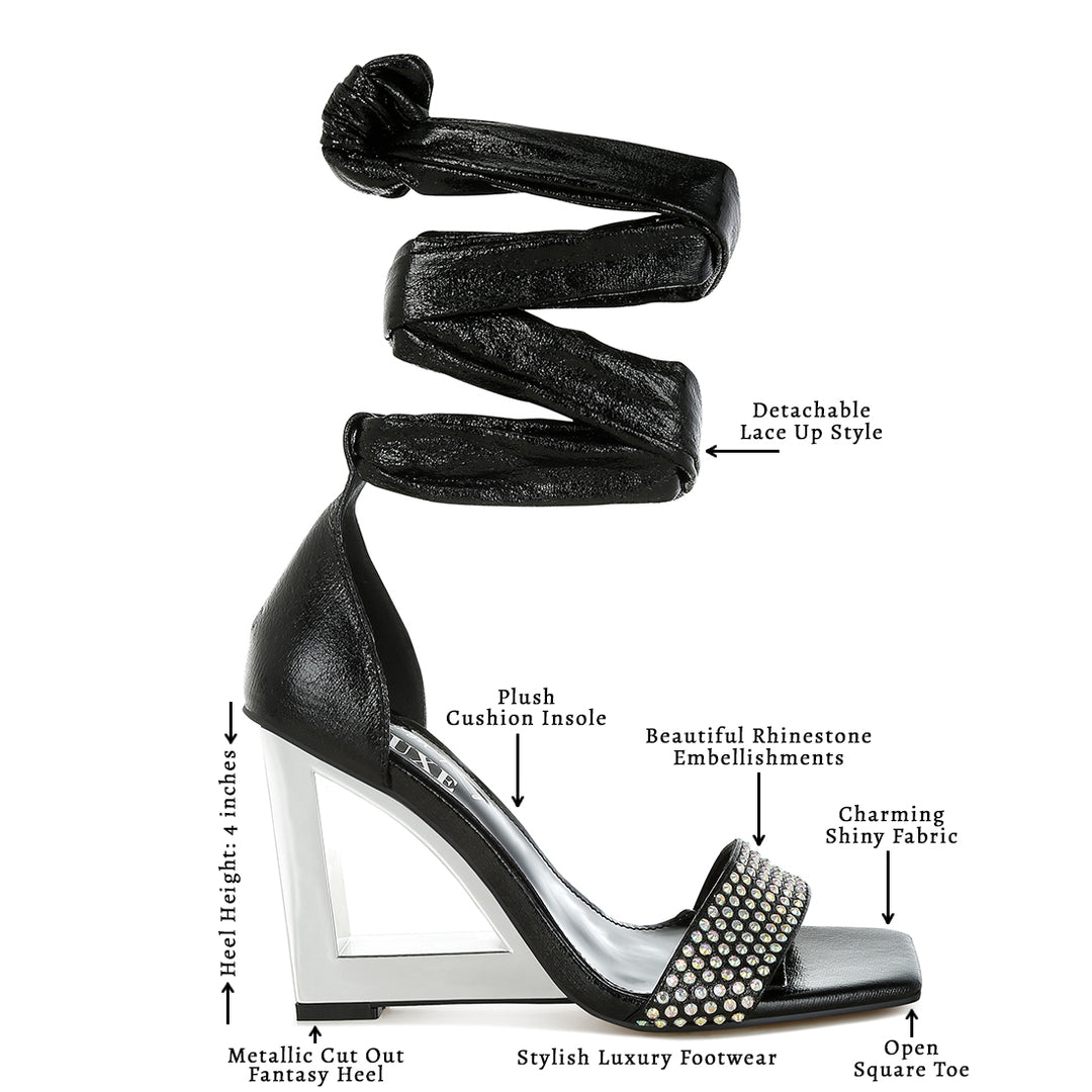 rhinestone studded lace-up fantasy heels#color_black