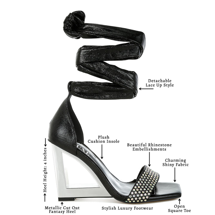 rhinestone studded lace-up fantasy heels#color_black