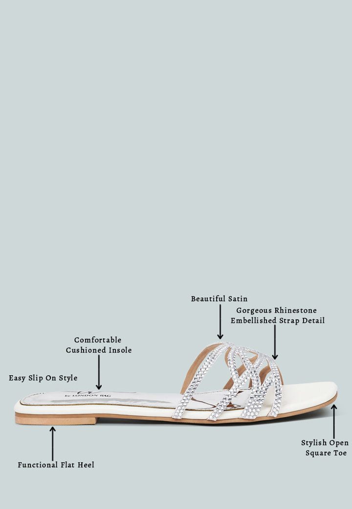 women rhinestone-embellished slip-on flats#color_white