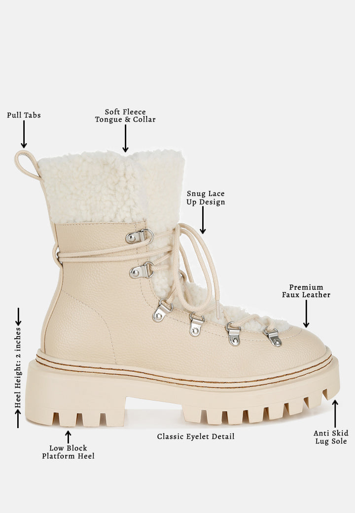 women fleece & faux leather boots#color_off-white