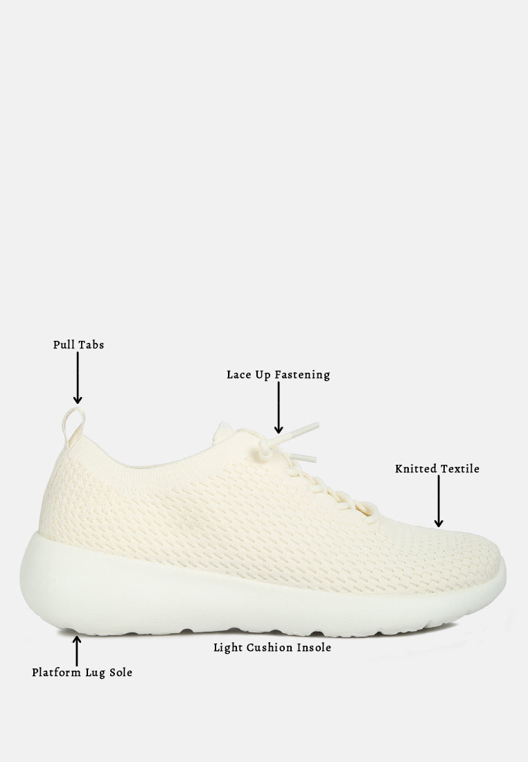 men's knitted lace up sneakers#color_beige