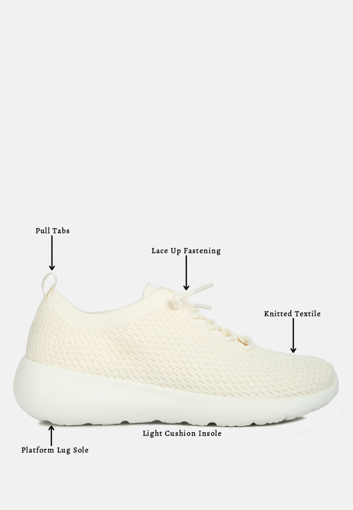 men's knitted lace up sneakers#color_beige