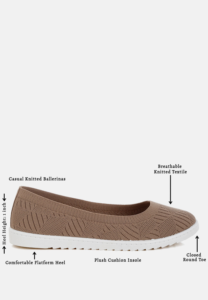women knitted flat ballet flats#color_taupe