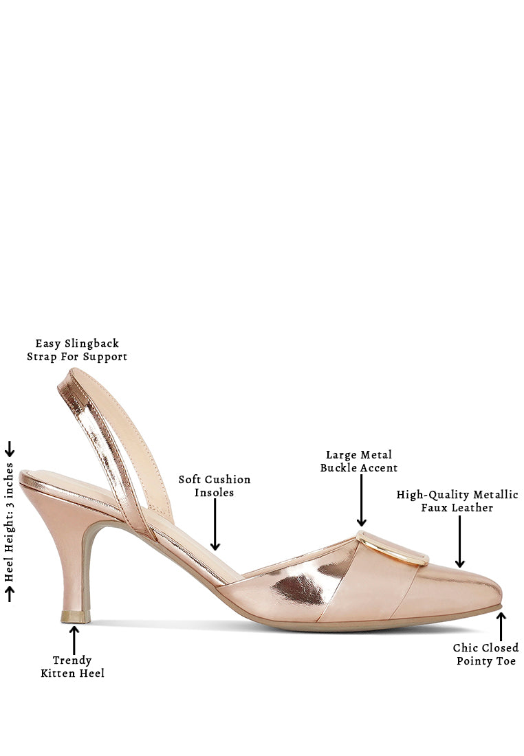 women slingback pointed toe kitten heels#color_black