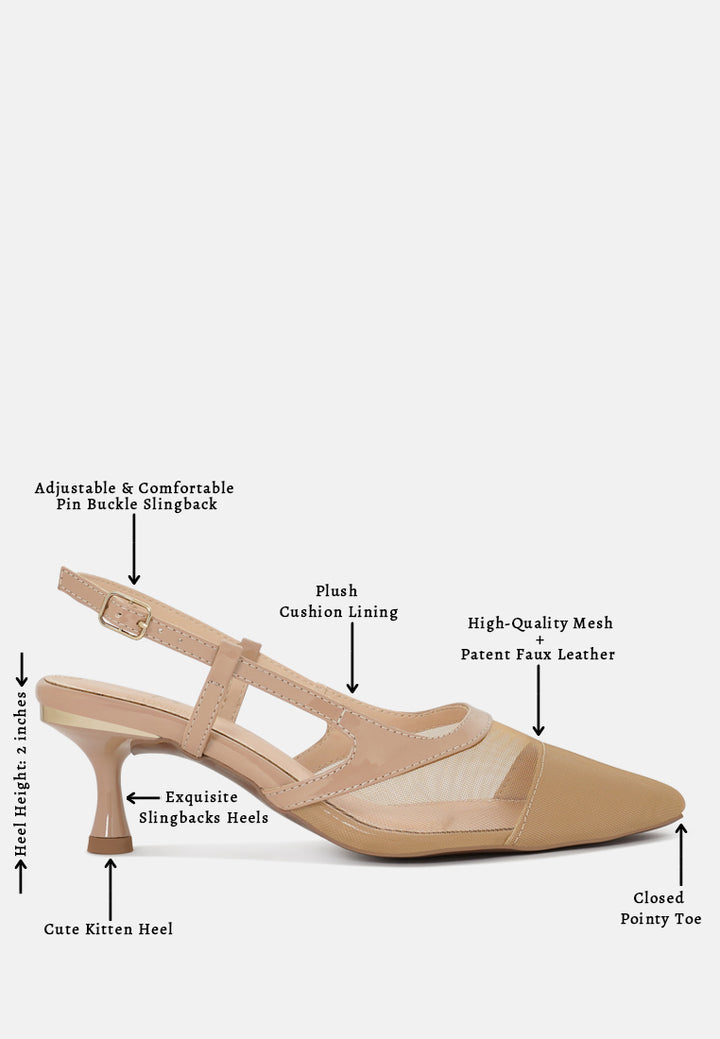 women pointy toe kitten heel slingbacks#color_taupe