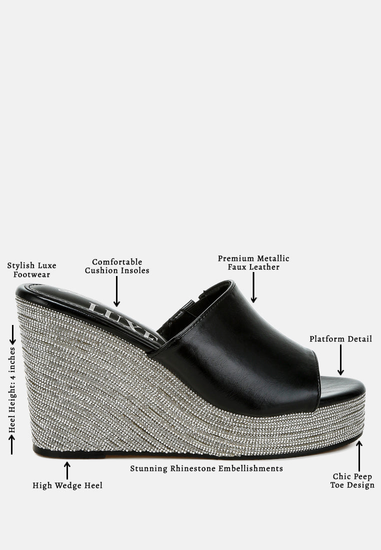 Wedge Heel Peep Toe Sandals#colour_black