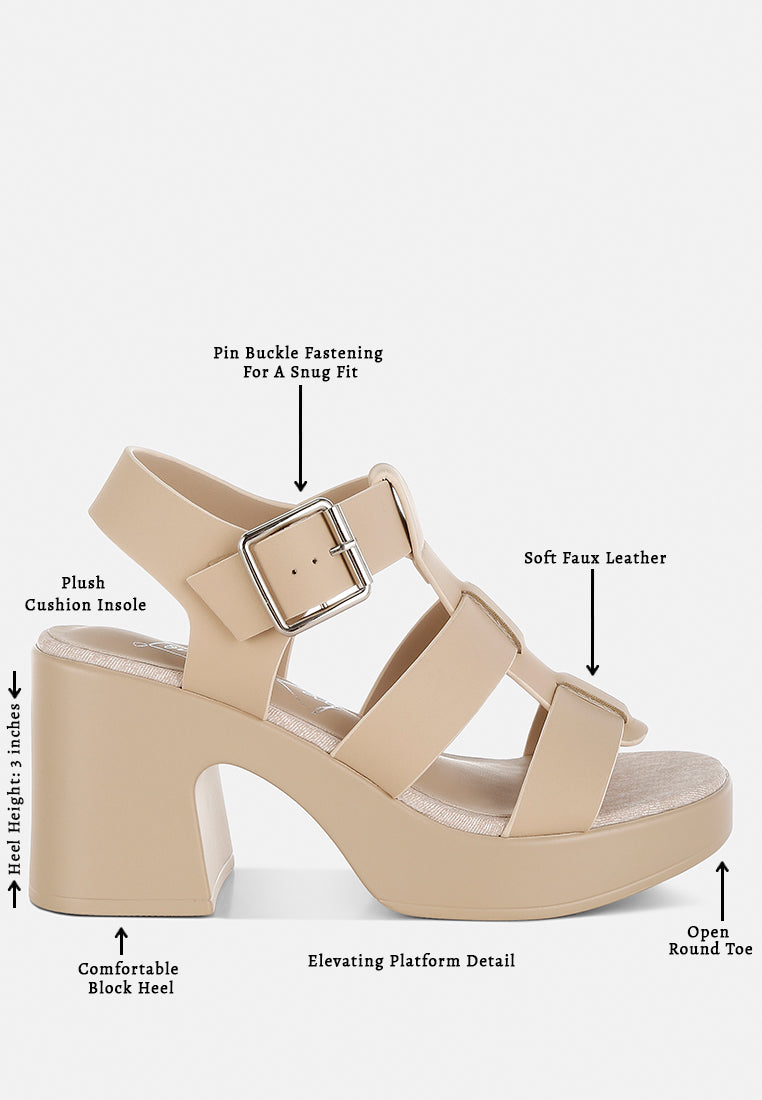 Women Chunky Pin Buckle Platform Heels
