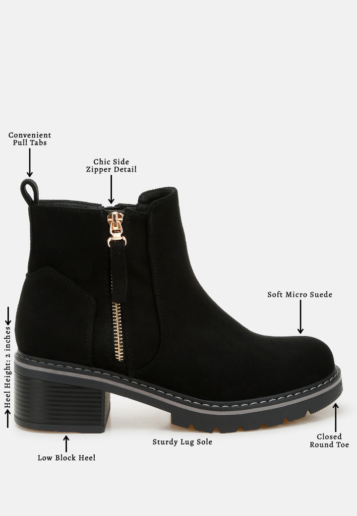 women microfiber zipper boots#color_ black