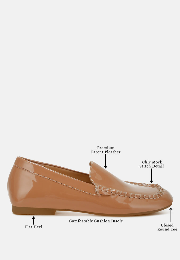 women metallic pleather loafers#color_beige