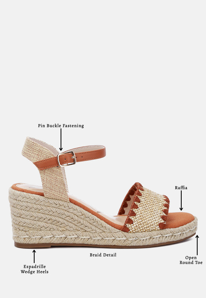 raffia wedge heel espadrilles#color_tan