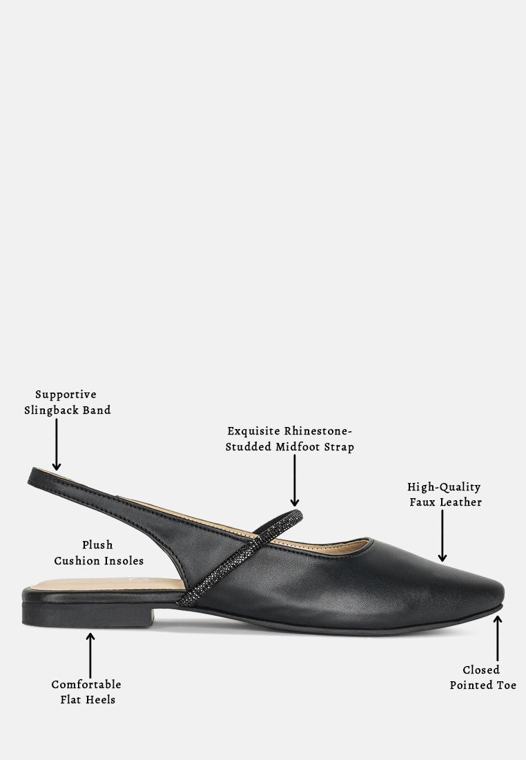 women pointed toe slingback sandals#color_black