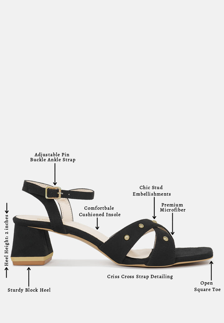 women open-toe studded ankle strap sandals#color_black