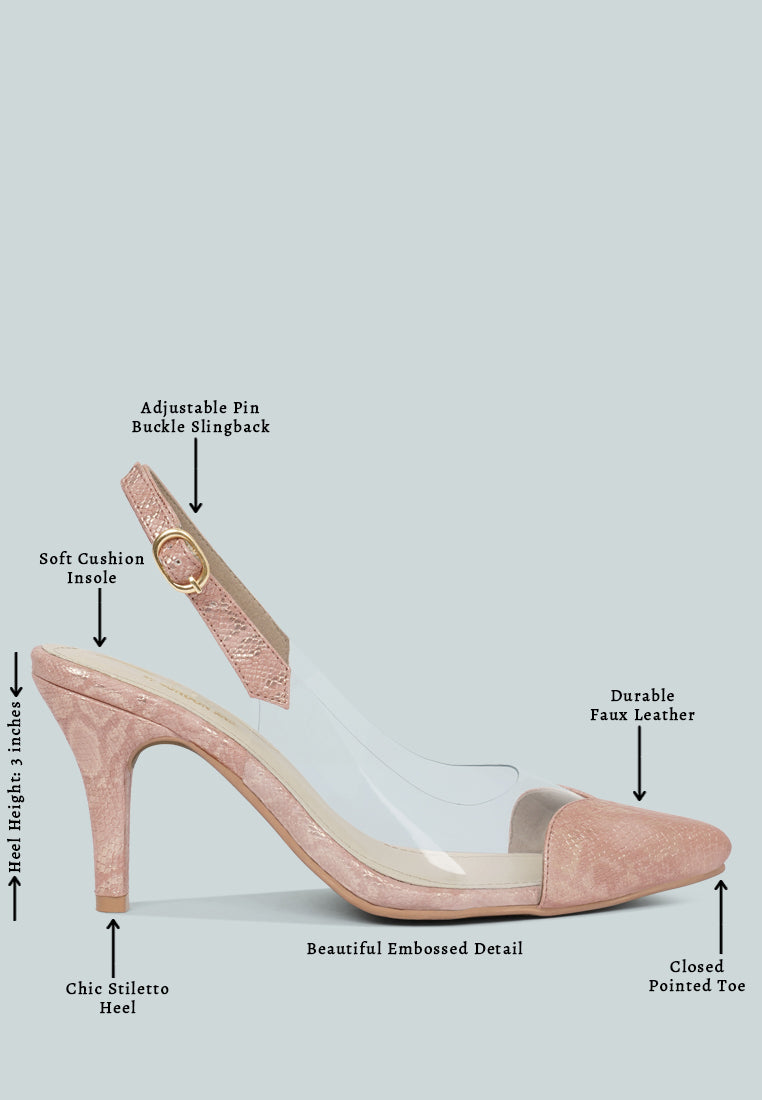 women pointed toe slingback heels#color_pink