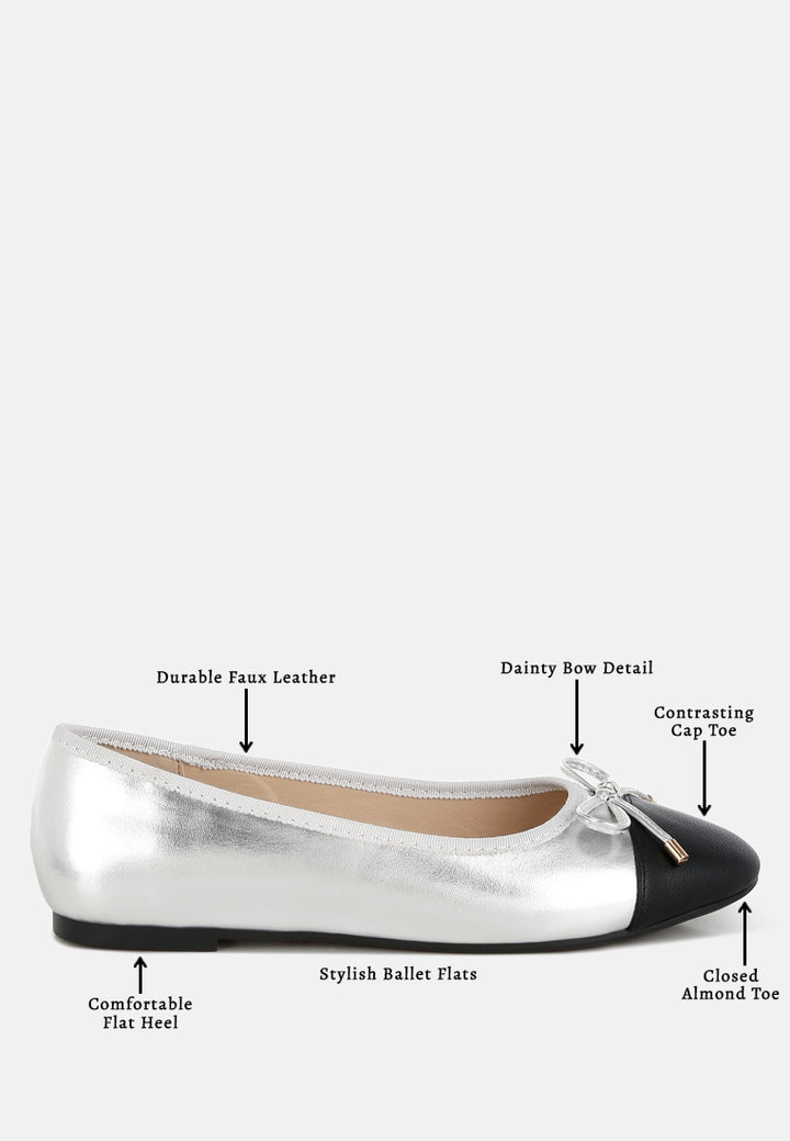 women two tone ballet flats#color_silver