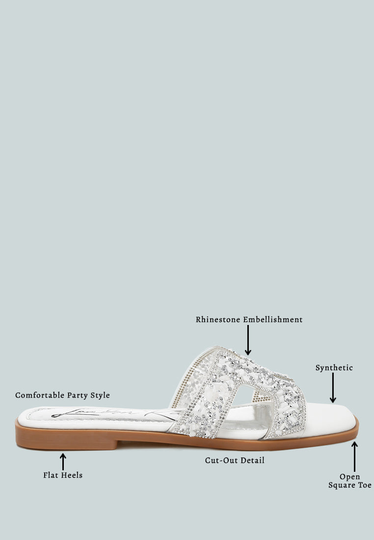 women rhinestone detail cut-out flats#color_white