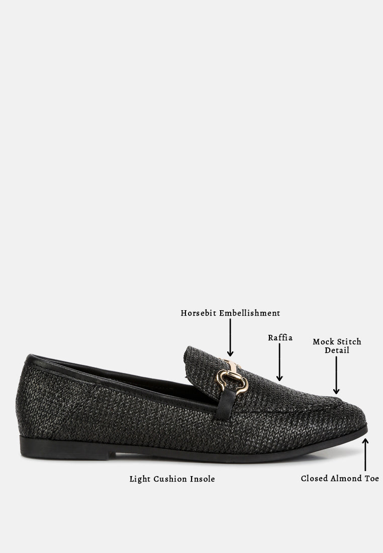 women horsebit detail flat loafers#color_black