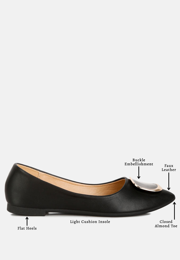 women brooch detail ballet flats#color_black