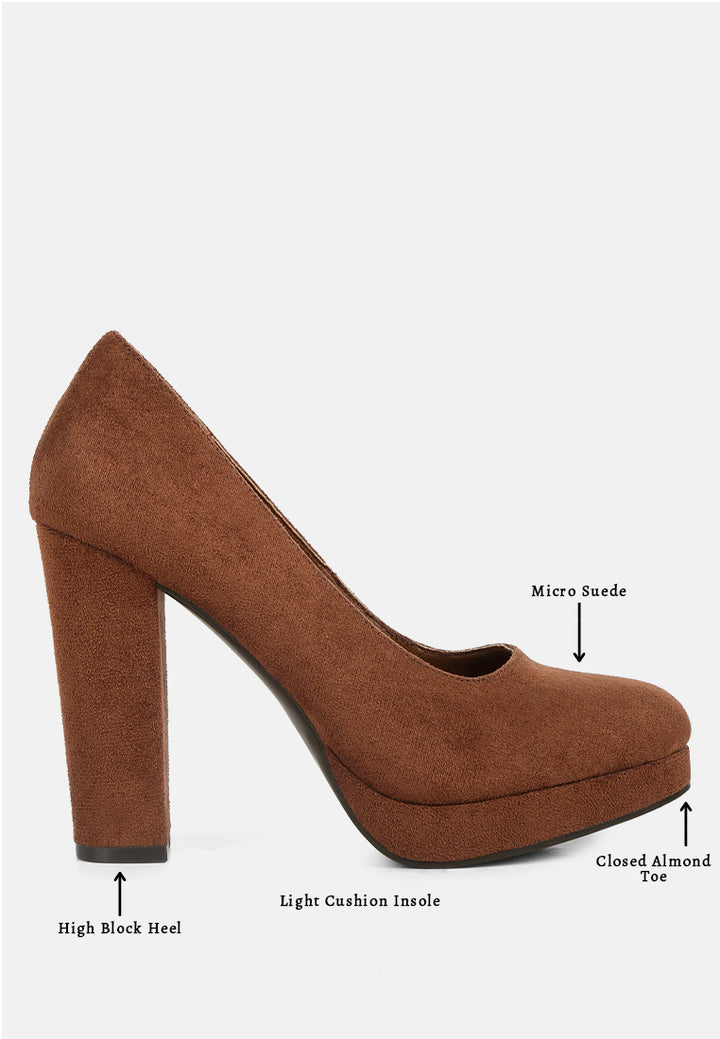 women delia suede block heel pumps#color_tan