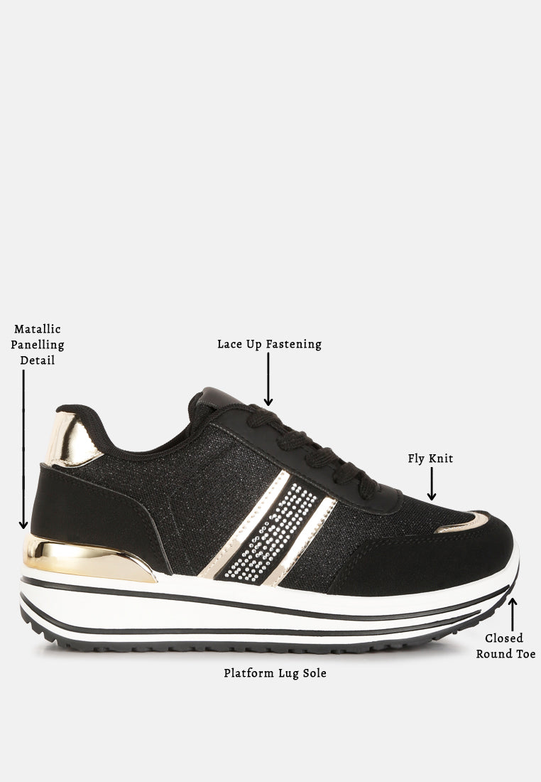 metallic panel platform sneakers#color_black