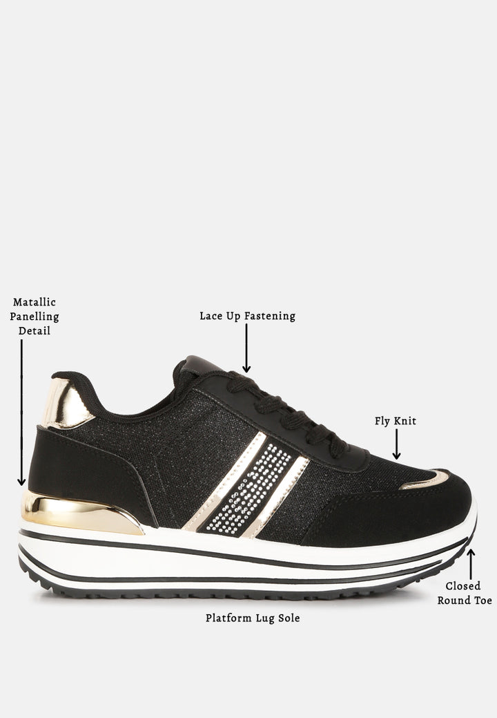 metallic panel platform sneakers#color_black