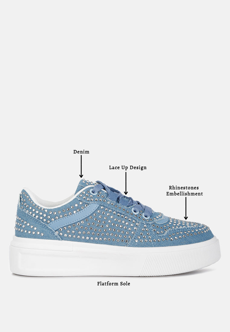 women embellished chunky sole sneakers#color_light-blue