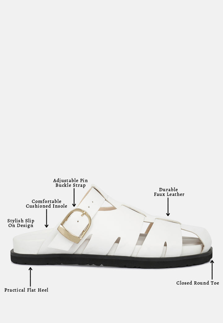 women faux leather slip on flats#color_white