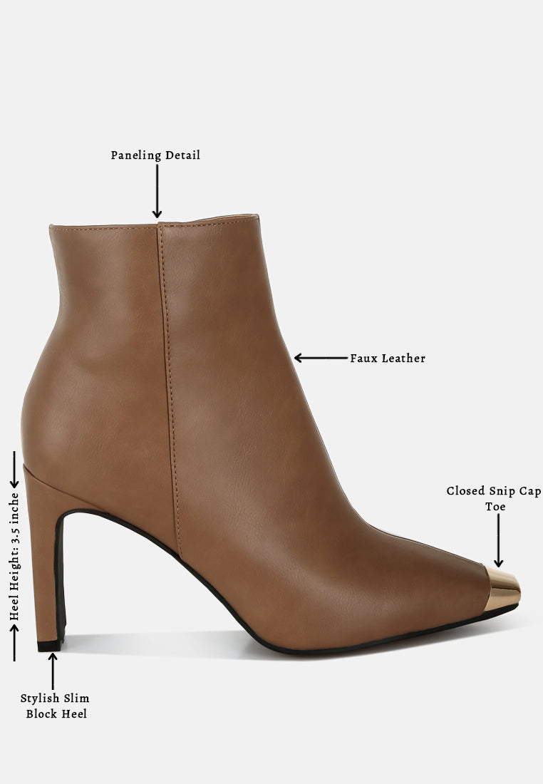 metallic cap toe faux leather boots#colour_brown