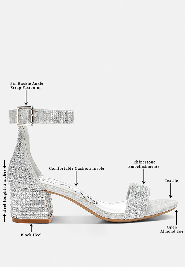 women rhinestones embellished block sandals#color_silver