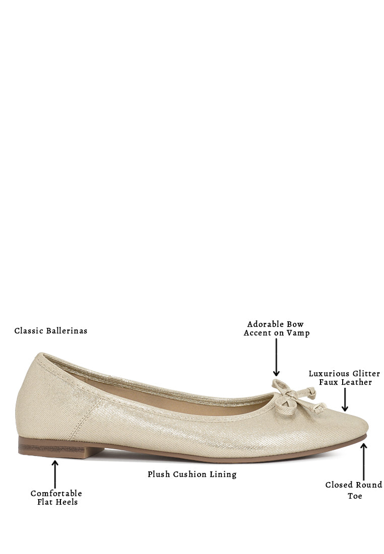 women glitter faux leather ballerinas#color_gold