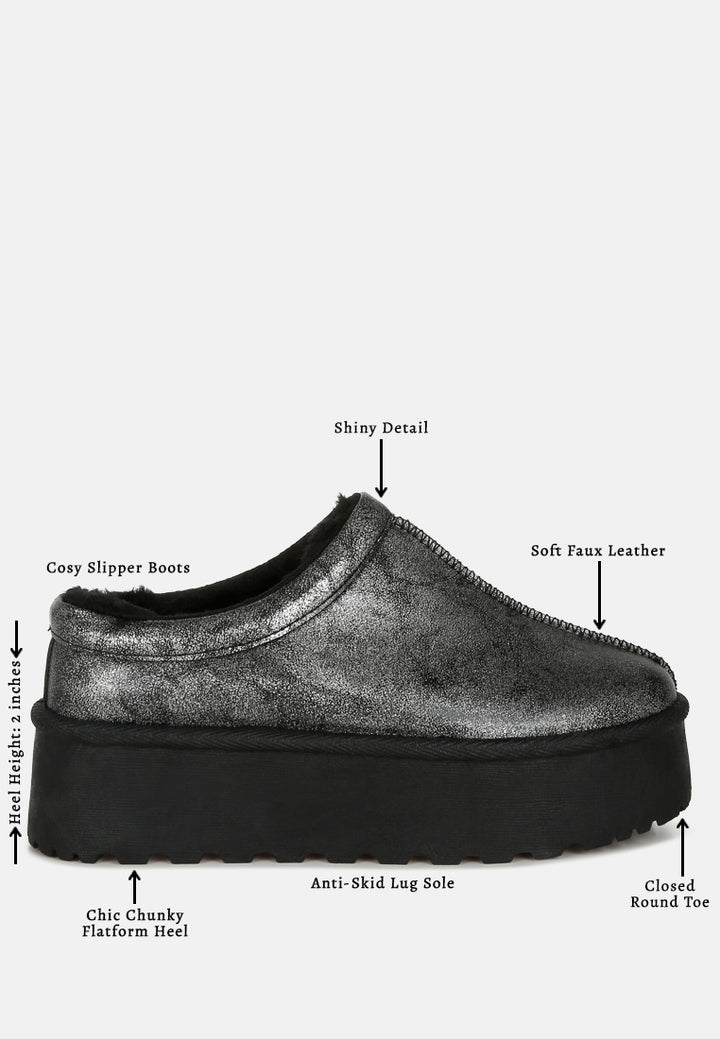 women faux leather platform classic slip-on#color_black