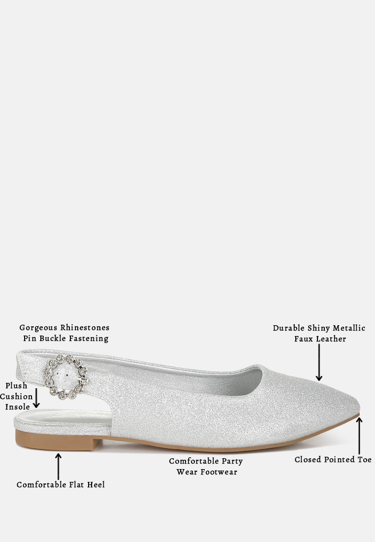 women glitter slingback flat sandals#color_silver