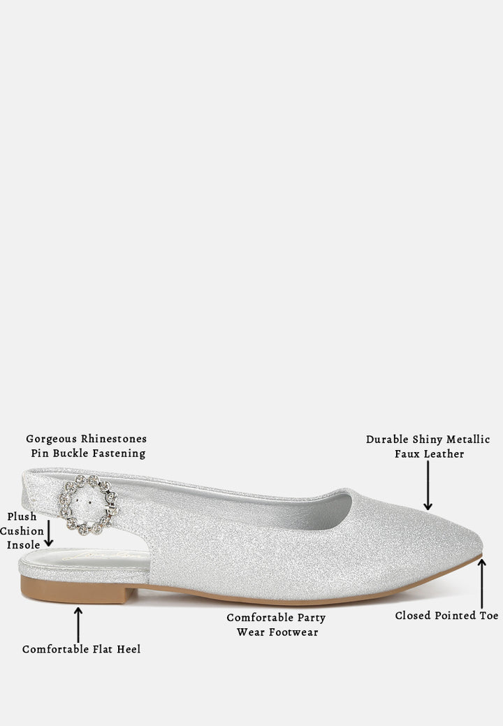 women glitter slingback flat sandals#color_silver