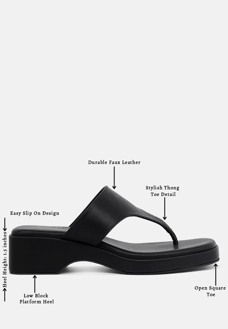 women faux leather thong toe sandals#color_black