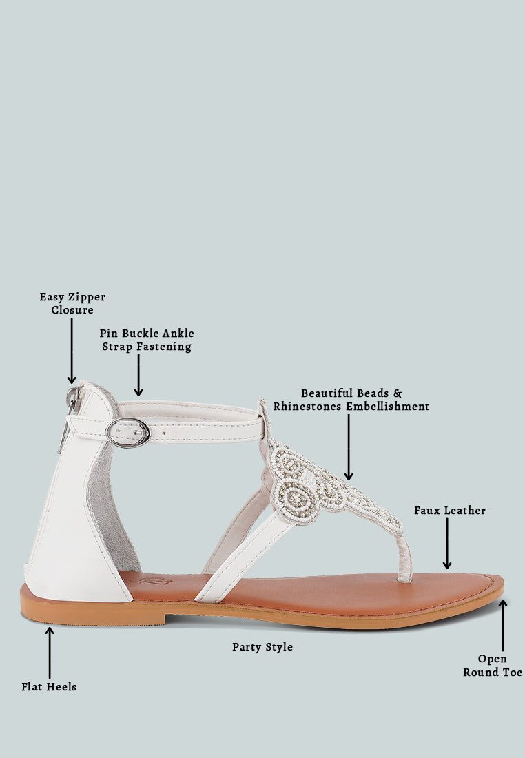 Beads And Rhinestones Flat Sandals