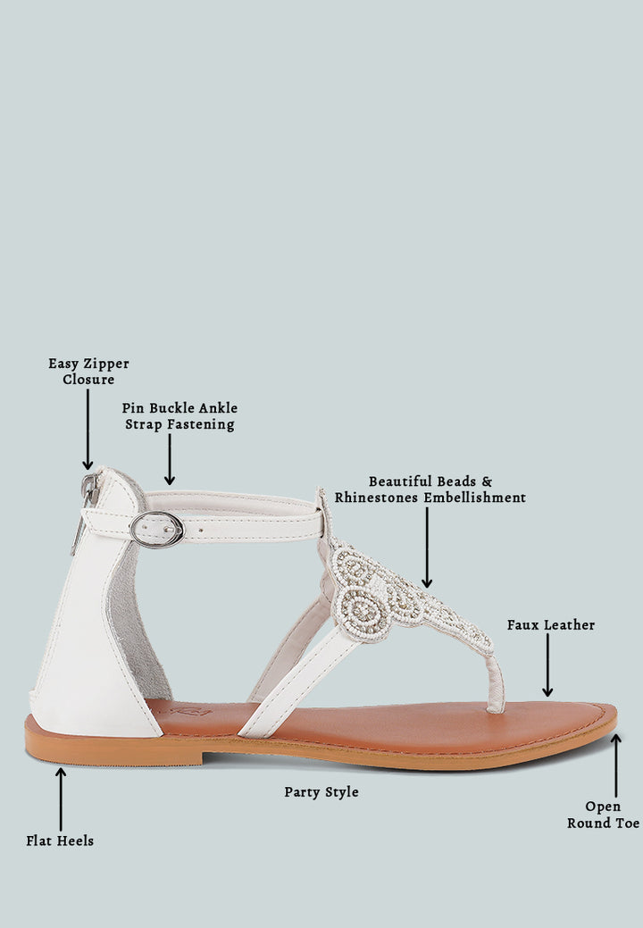 Beads And Rhinestones Flat Sandals