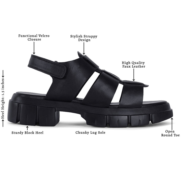 women faux leather strappy sandals#color_black