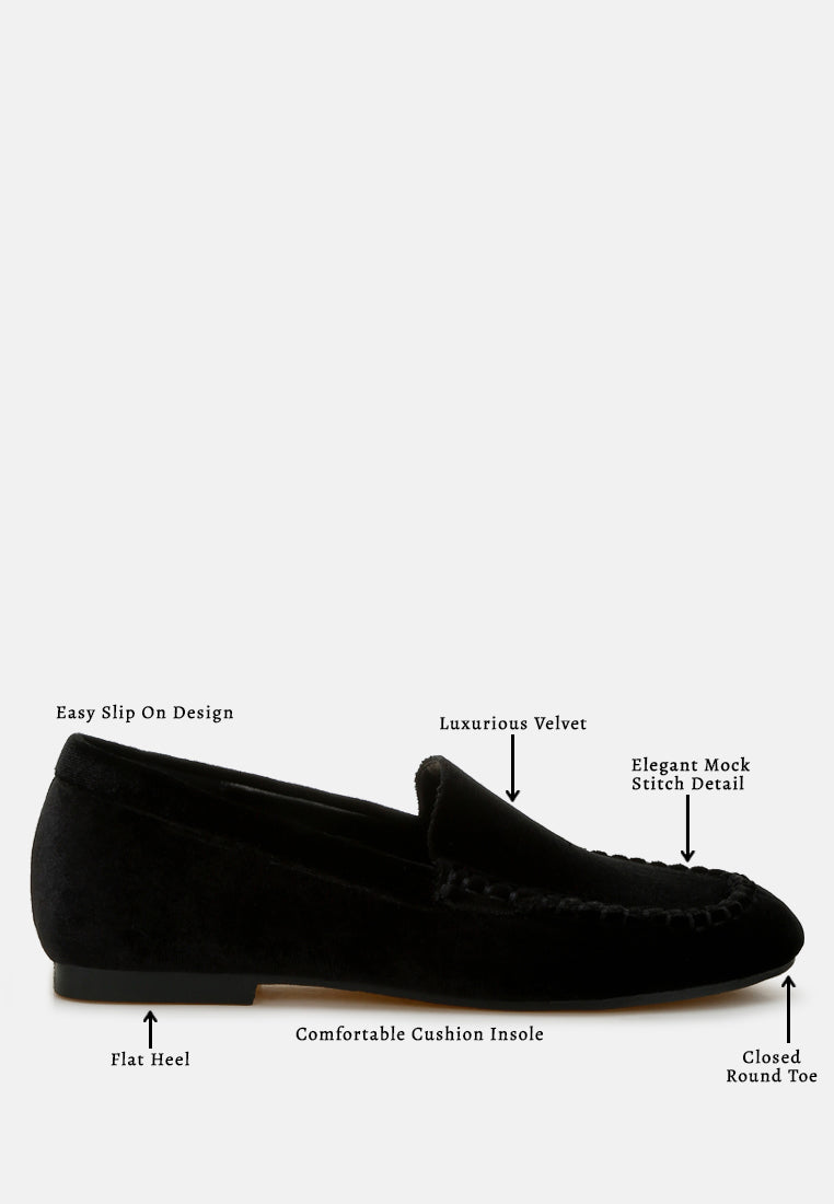 women velvet flat loafers#color_black