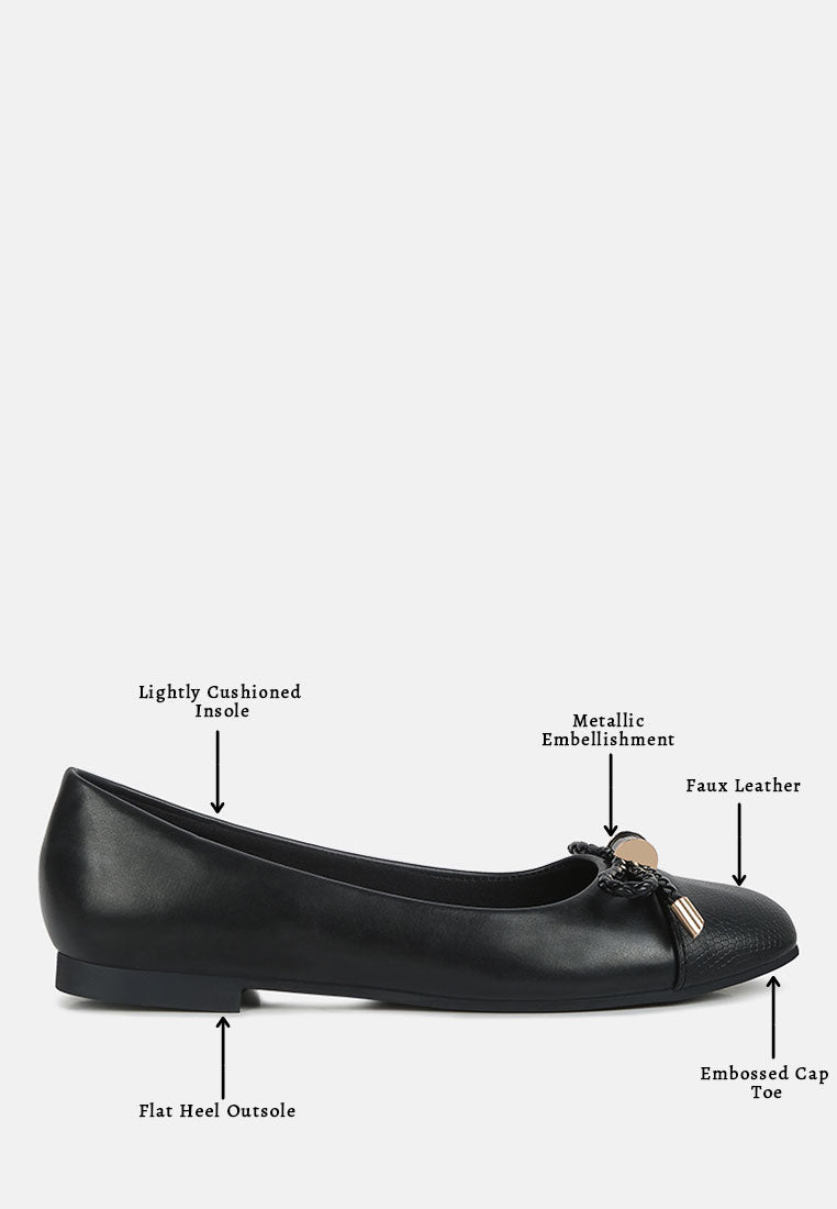 women metallic embellished flat ballerinas#color_black
