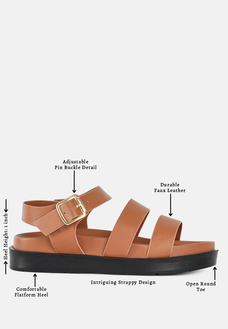 women stylish strappy flatform sandals#color_tan