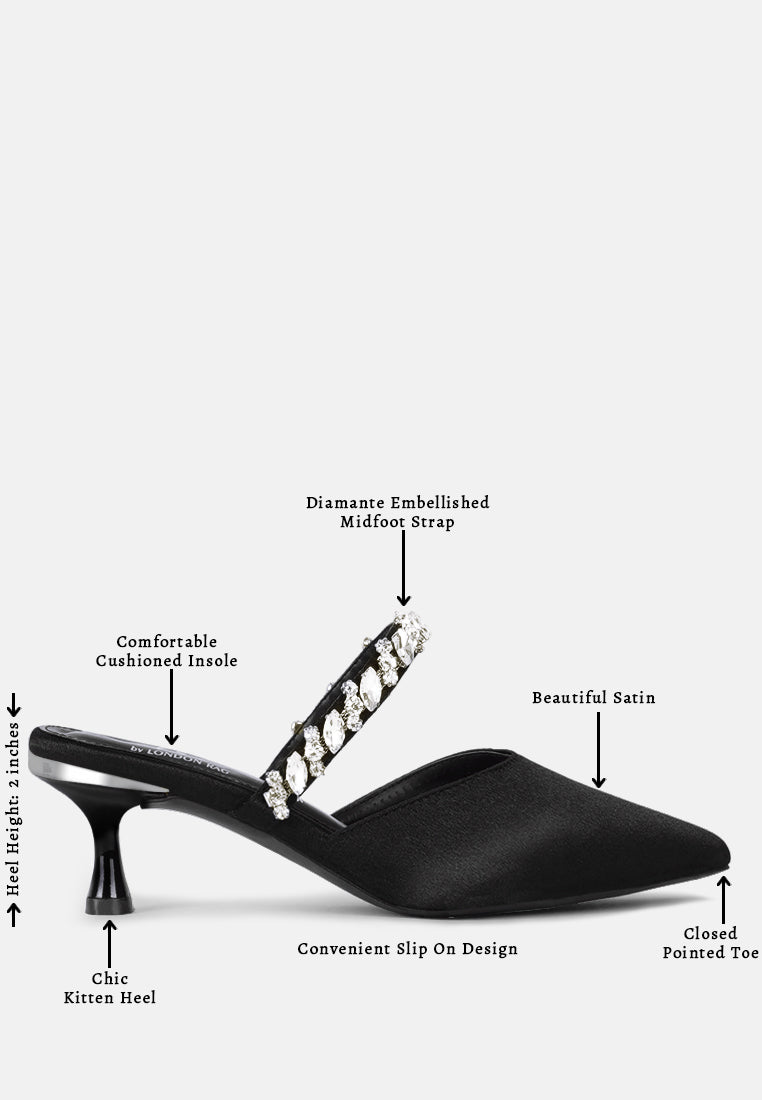 london rag women diamante embellished strap mules#color_black