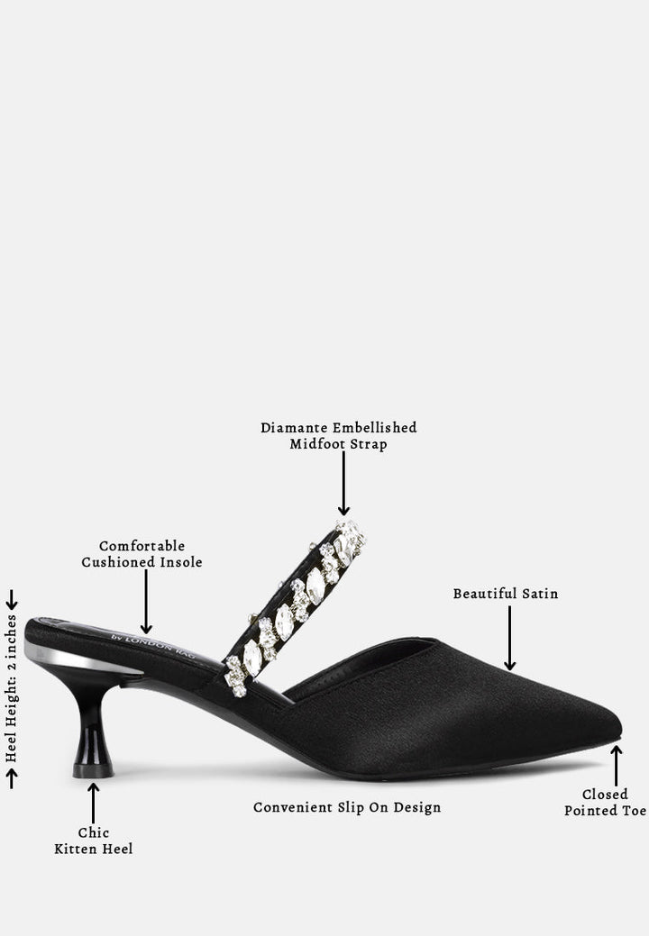 london rag women diamante embellished strap mules#color_black