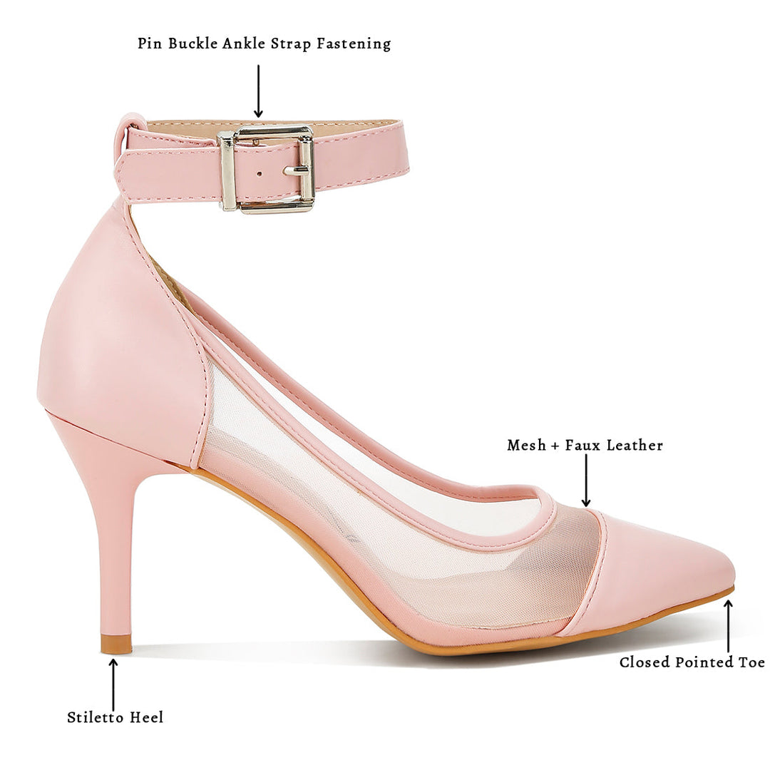 mesh pump sandals#color_pink