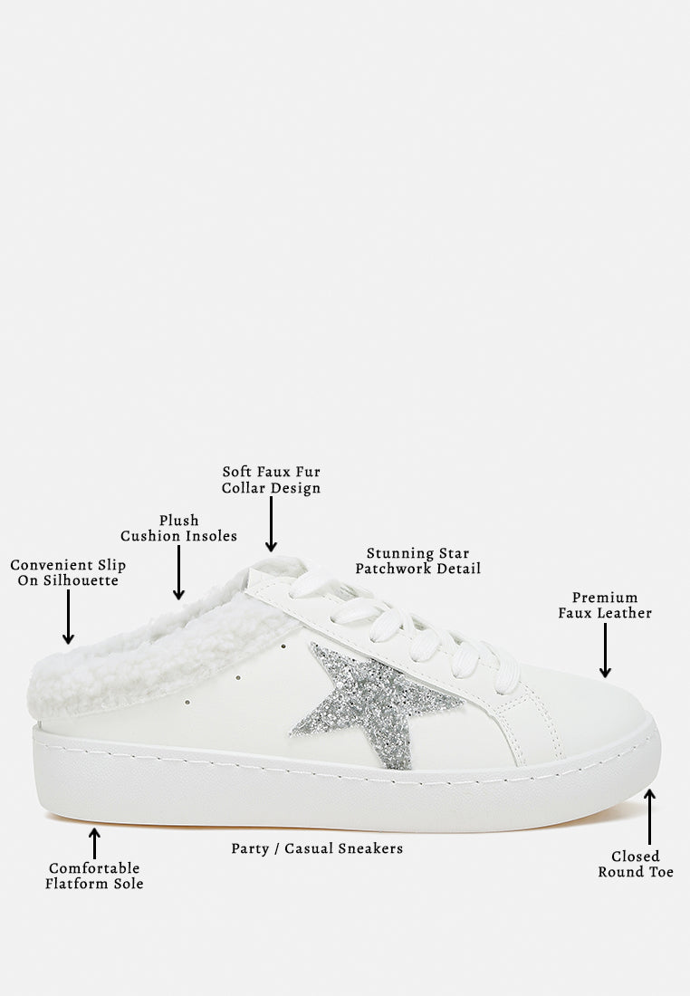 women fur collar slip on sneakers#color_white