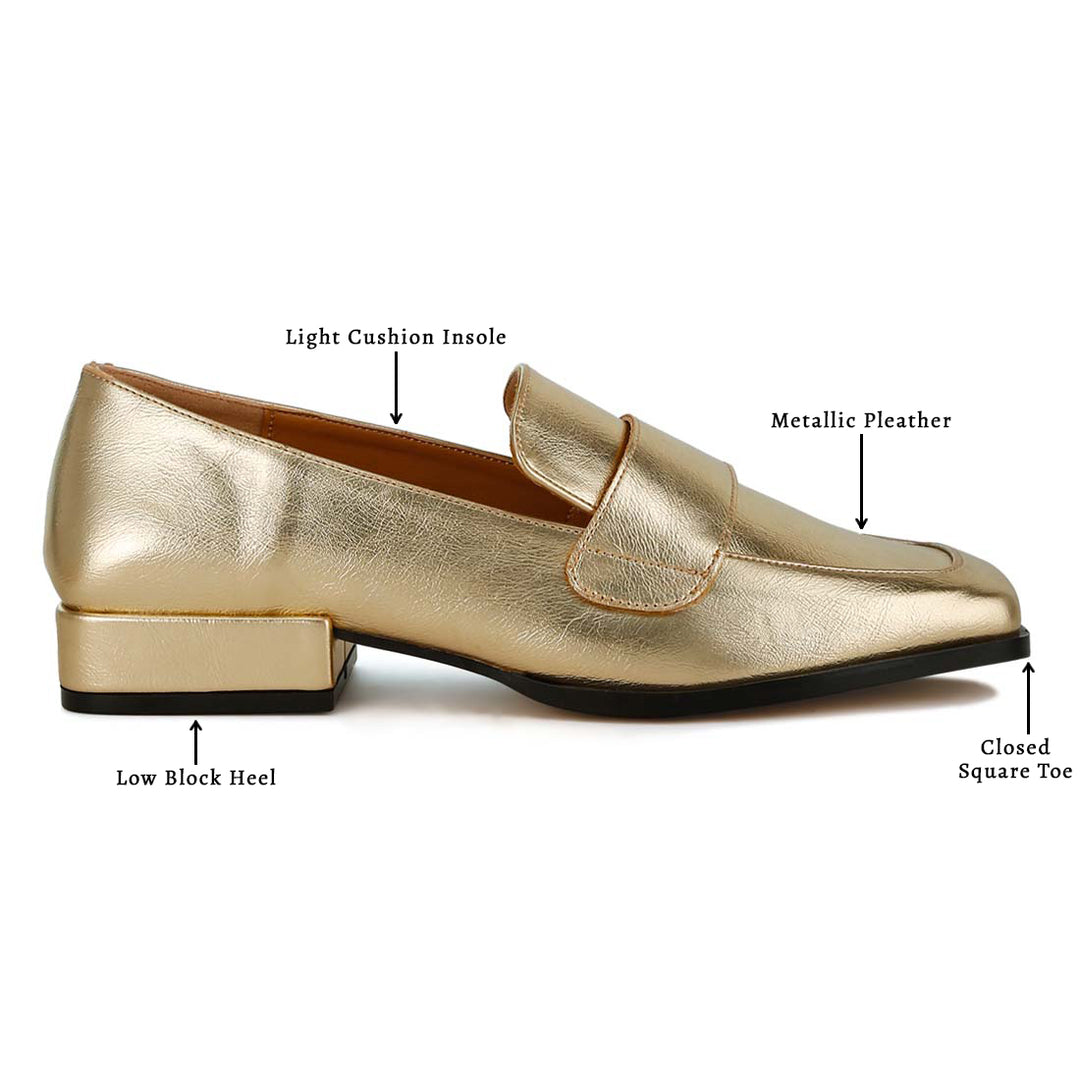 metallic penny loafers#color_gold