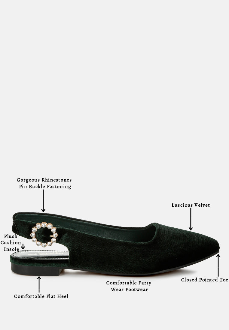 women velvet slingback flat sandals#color_green