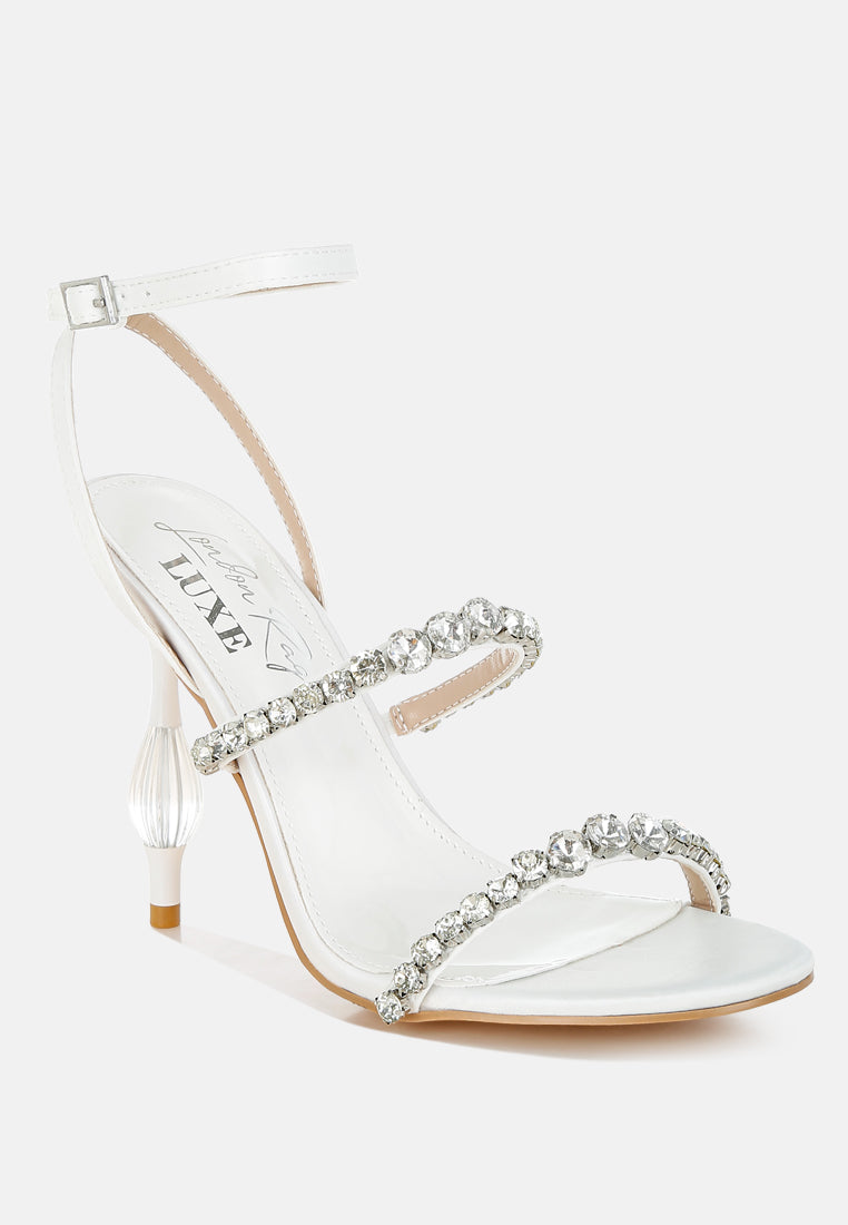aragon diamante embellished fantasy heel sandals#color_white