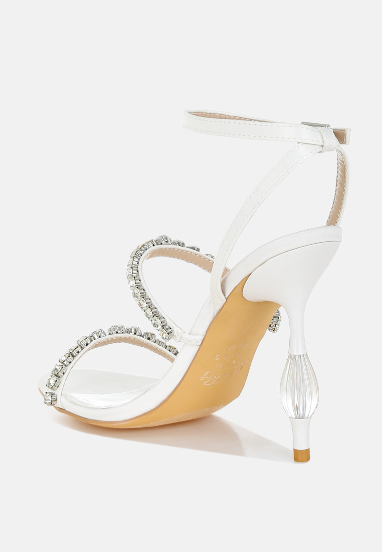 aragon diamante embellished fantasy heel sandals#color_white