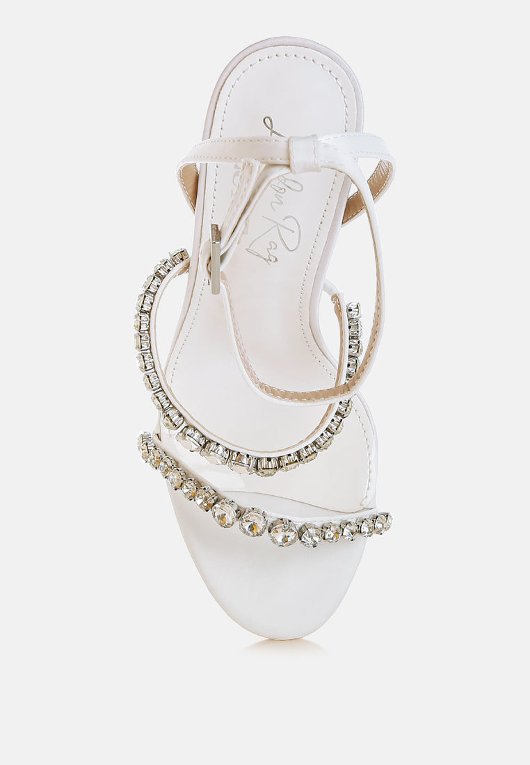 aragon diamante embellished fantasy heel sandals#color_white