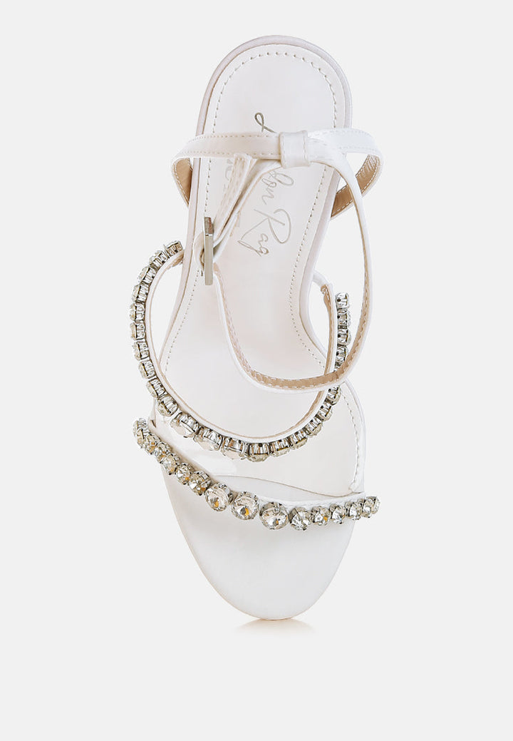 aragon diamante embellished fantasy heel sandals#color_white